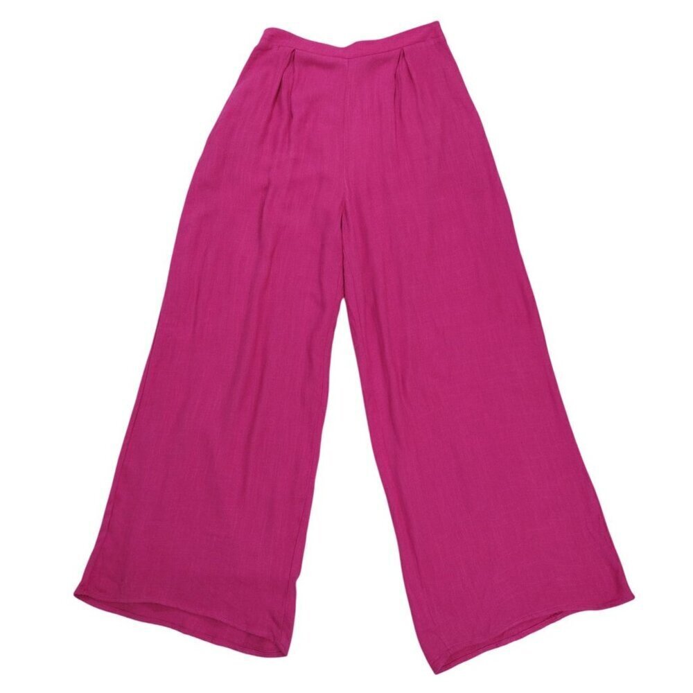 Vienna Sky Womens Wide-Leg Pants L Pink Rayon & Linen Blend Lightweight.